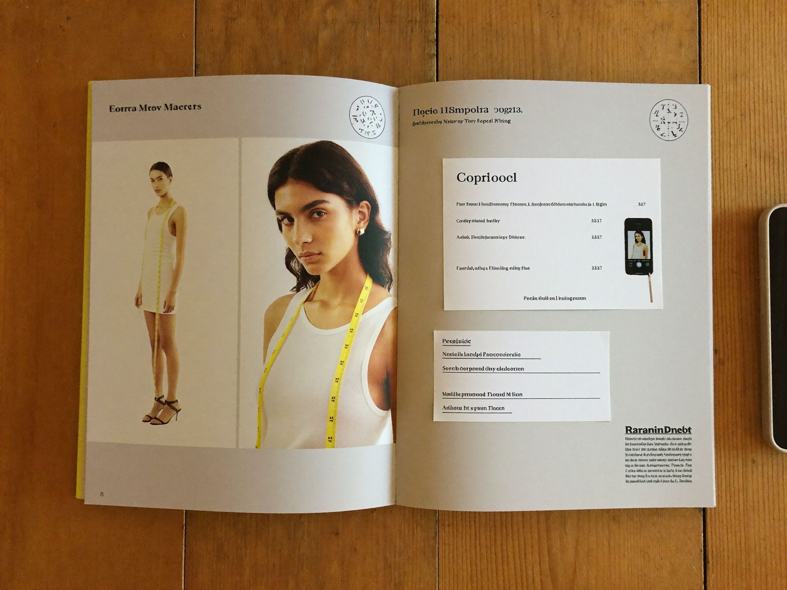 An open model portfolio with full-length and close-up photographs